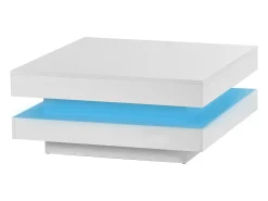 Hauss Spole Mesa de centro quadrada iluminada 70x70 cm, iluminação LED Bluetooth, design futurista, lacada a^ Mesa De Centro
