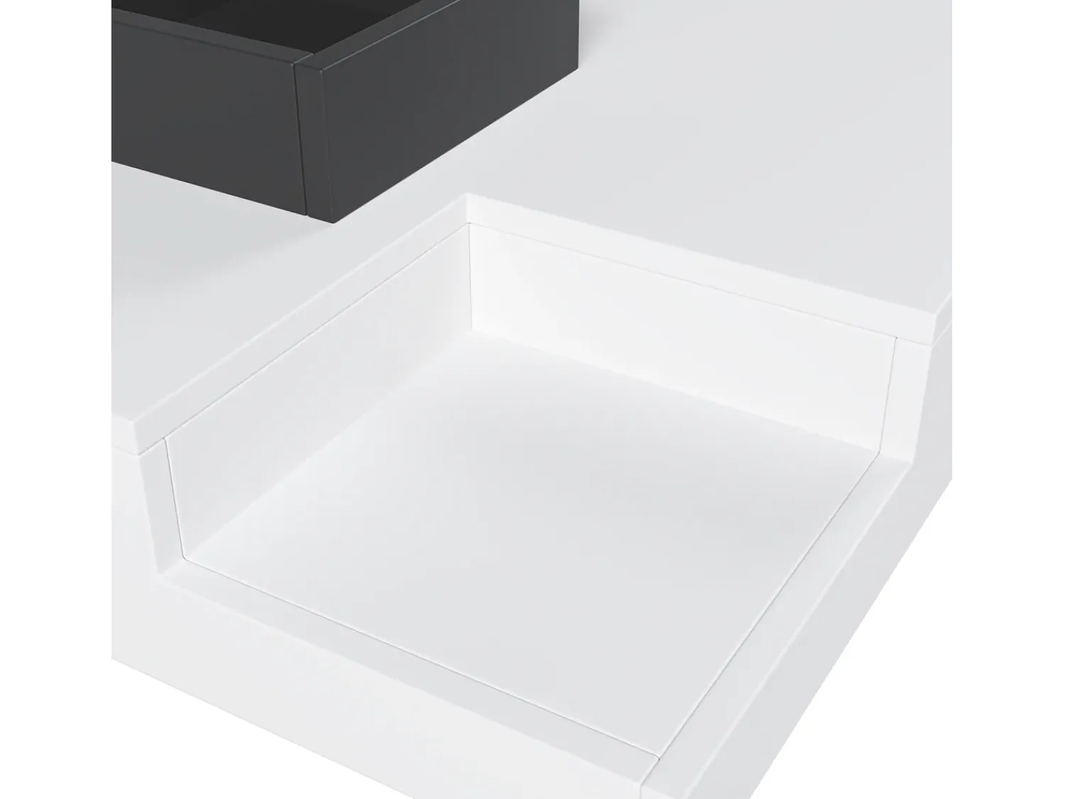 Mesa De Centro| Mesa de centro quadrada LED 72x72x30 cm, mesa de sala, mesa de apoio com caixa de arrumação amovível, cor Branco