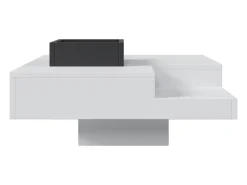 Mesa De Centro| Mesa de centro quadrada LED 72x72x30 cm, mesa de sala, mesa de apoio com caixa de arrumação amovível, cor Branco