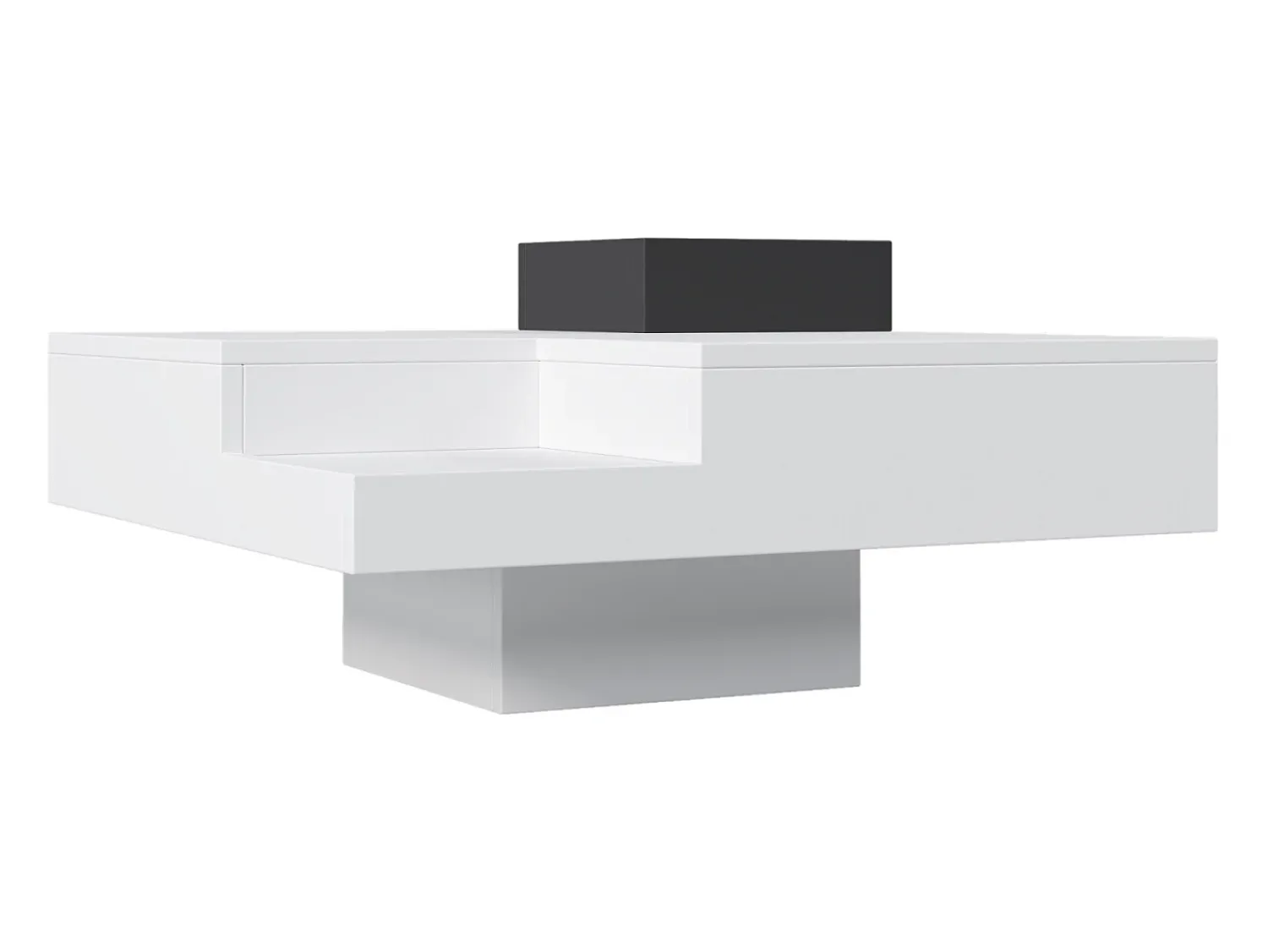 Mesa De Centro| Mesa de centro quadrada moderna com caixa de armazenamento removível, mesa lateral branca e preta. Branco