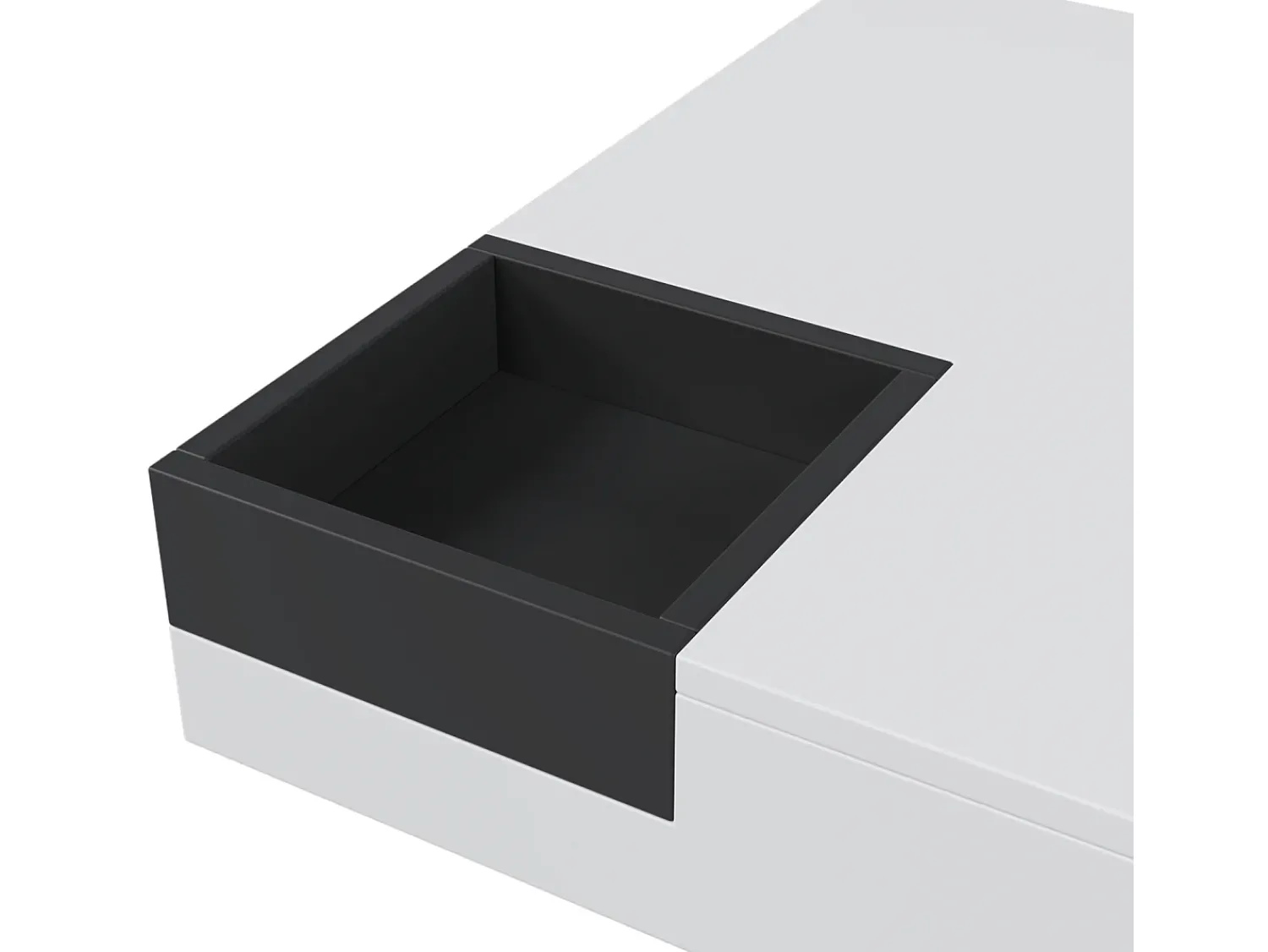 Mesa De Centro| Mesa de centro quadrada moderna com caixa de armazenamento removível, mesa lateral branca e preta. Branco