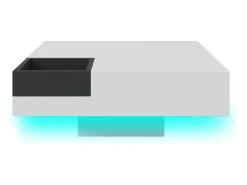 Mesa De Centro| Mesa de centro quadrada moderna com caixa de armazenamento removível, mesa lateral branca e preta. Branco
