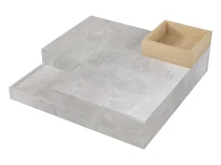 Mesa De Centro| Mesa de centro quadrada moderna com caixa de armazenamento removível, mesa lateral em madeira e cinza. Cinzento