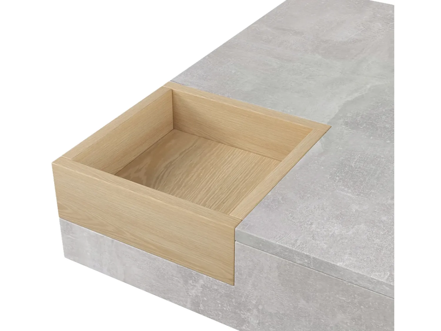 Mesa De Centro| Mesa de centro quadrada moderna com caixa de armazenamento removível, mesa lateral em madeira e cinza. Cinzento