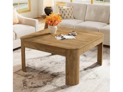 Mesa De Centro|Tribesigns Mesa de Centro Quadrada, Mesa Simples de 100cm para Sala de Estar Castanho