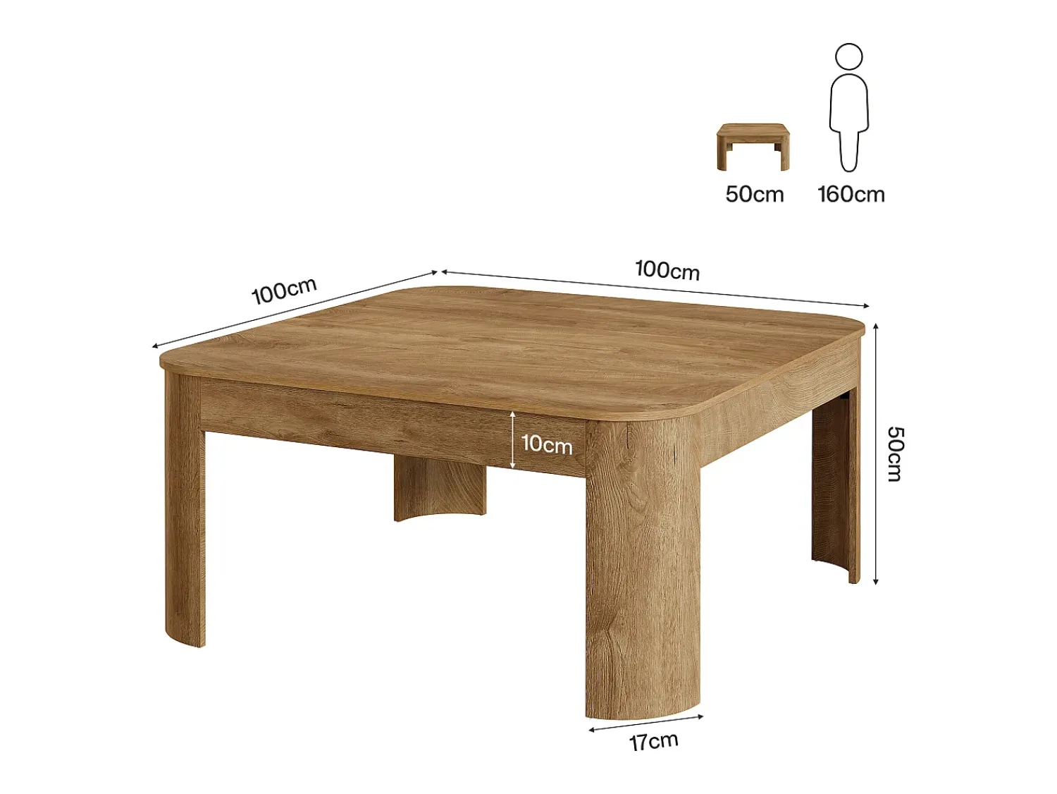 Mesa De Centro|Tribesigns Mesa de Centro Quadrada, Mesa Simples de 100cm para Sala de Estar Castanho