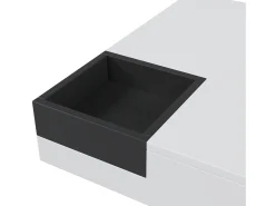 Hot Mesa de centro quadrada moderna com caixa de armazenamento removível, mesa lateral branca e preta. Branco