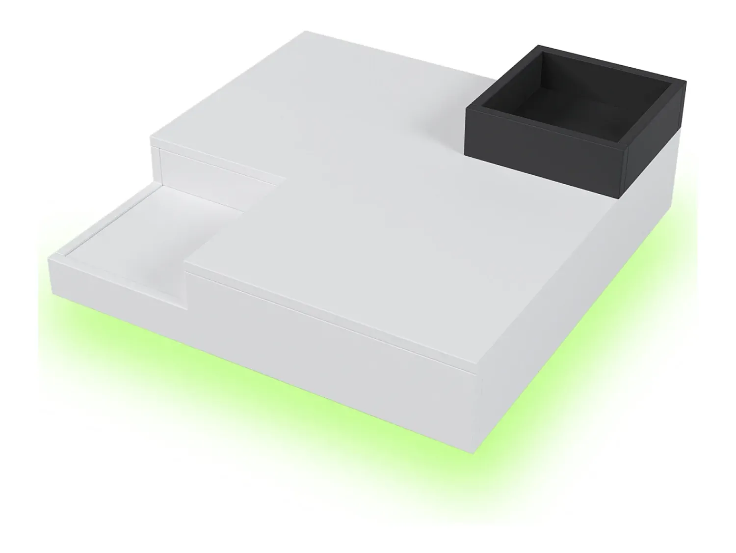 Hot Mesa de centro quadrada moderna com caixa de armazenamento removível, mesa lateral branca e preta. Branco