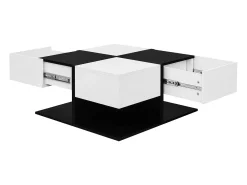 Outlet Mesa de centro quadrada preta e branca - Mesa de centro com 2 gavetas - aglomerado Branco