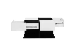 Outlet Mesa de centro quadrada preta e branca - Mesa de centro com 2 gavetas - aglomerado Branco