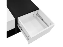Outlet Mesa de centro quadrada preta e branca - Mesa de centro com 2 gavetas - aglomerado Branco