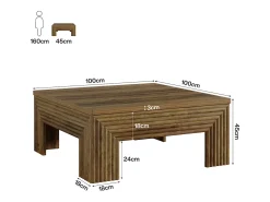 Mesa De Centro*Tribesigns Mesa de Centro Quadrada para Sala de Estar, Mesa Central Grande de 100cm Castanho