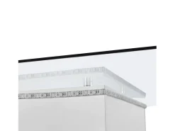 Mesa De Centro| Mesa de centro quadrada 80x80x40cm, tampo em vidro brilhante, mesa LED com rodízios giratórios, Branco+ Preto