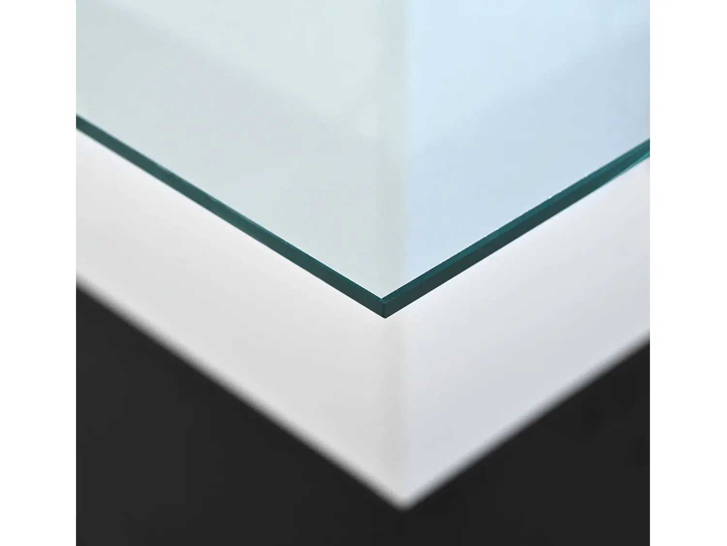 Mesa De Centro| Mesa de centro quadrada 80x80x40cm, tampo em vidro brilhante, mesa LED com rodízios giratórios, Branco+ Preto