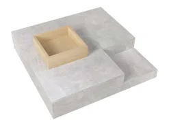 Mesa De Centro| Mesa de centro quadrada 72x72x30 cm, mesa de sala, mesa de apoio com caixa de arrumação amovível, cor Cinzento