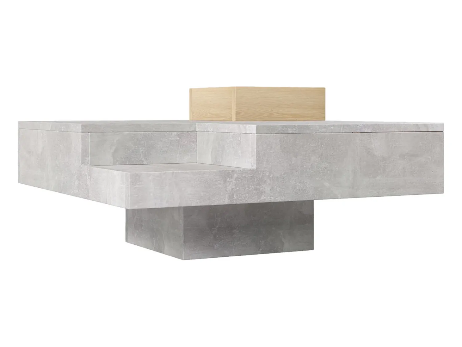 Mesa De Centro| Mesa de centro quadrada 72x72x30 cm, mesa de sala, mesa de apoio com caixa de arrumação amovível, cor Cinzento