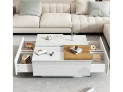 ModernLuxe Mesa de centro quadrada 75x75x33,5cm - com 4 gavetas -^ Mesa De Centro