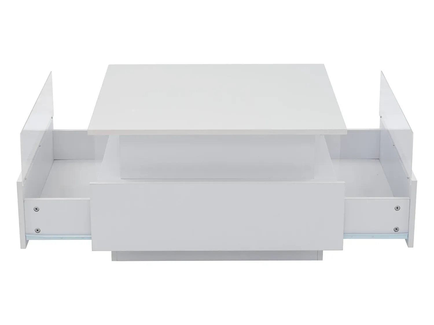 Mesa De Centro*Hauss Spole Mesa de centro quadrada 70x70x41cm com 2 gavetas e LED, corpo em laca branca brilhante Branco
