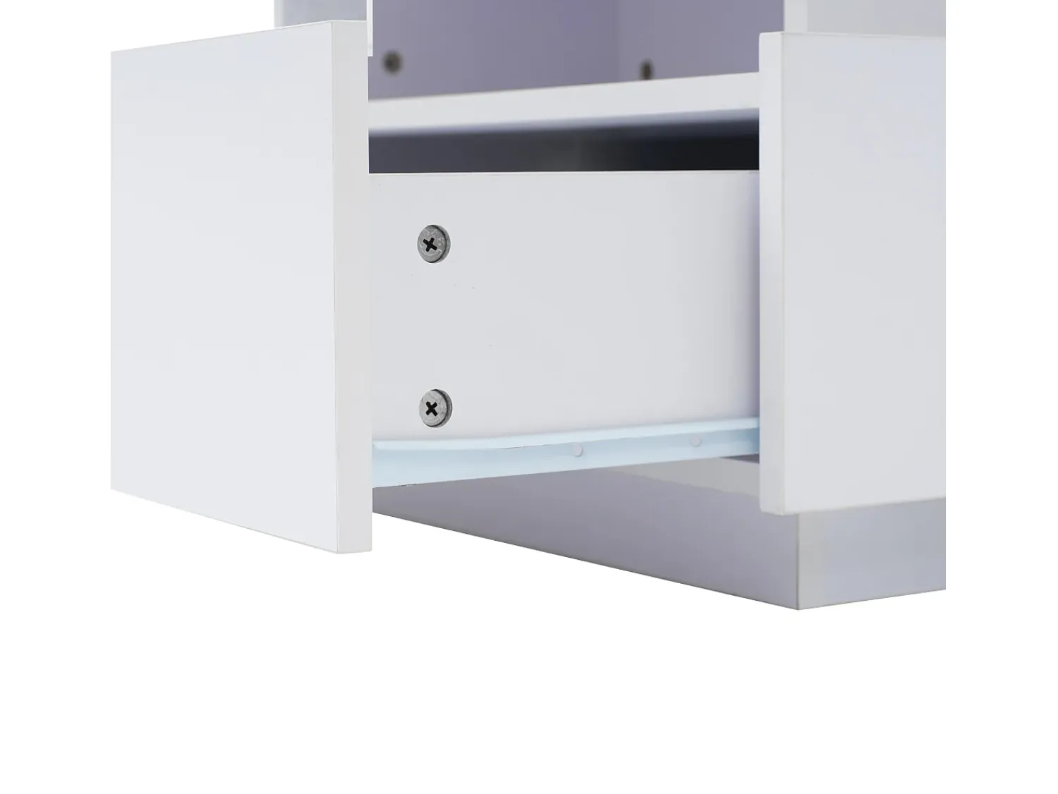Mesa De Centro*Hauss Spole Mesa de centro quadrada 70x70x41cm com 2 gavetas e LED, corpo em laca branca brilhante Branco