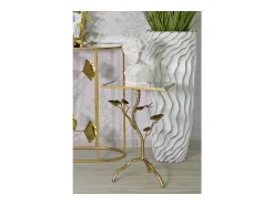 Mesa De Apoio* Mesa de Centro Ramo, Ouro, 40x30x60 cm, Kendra Home Dourado