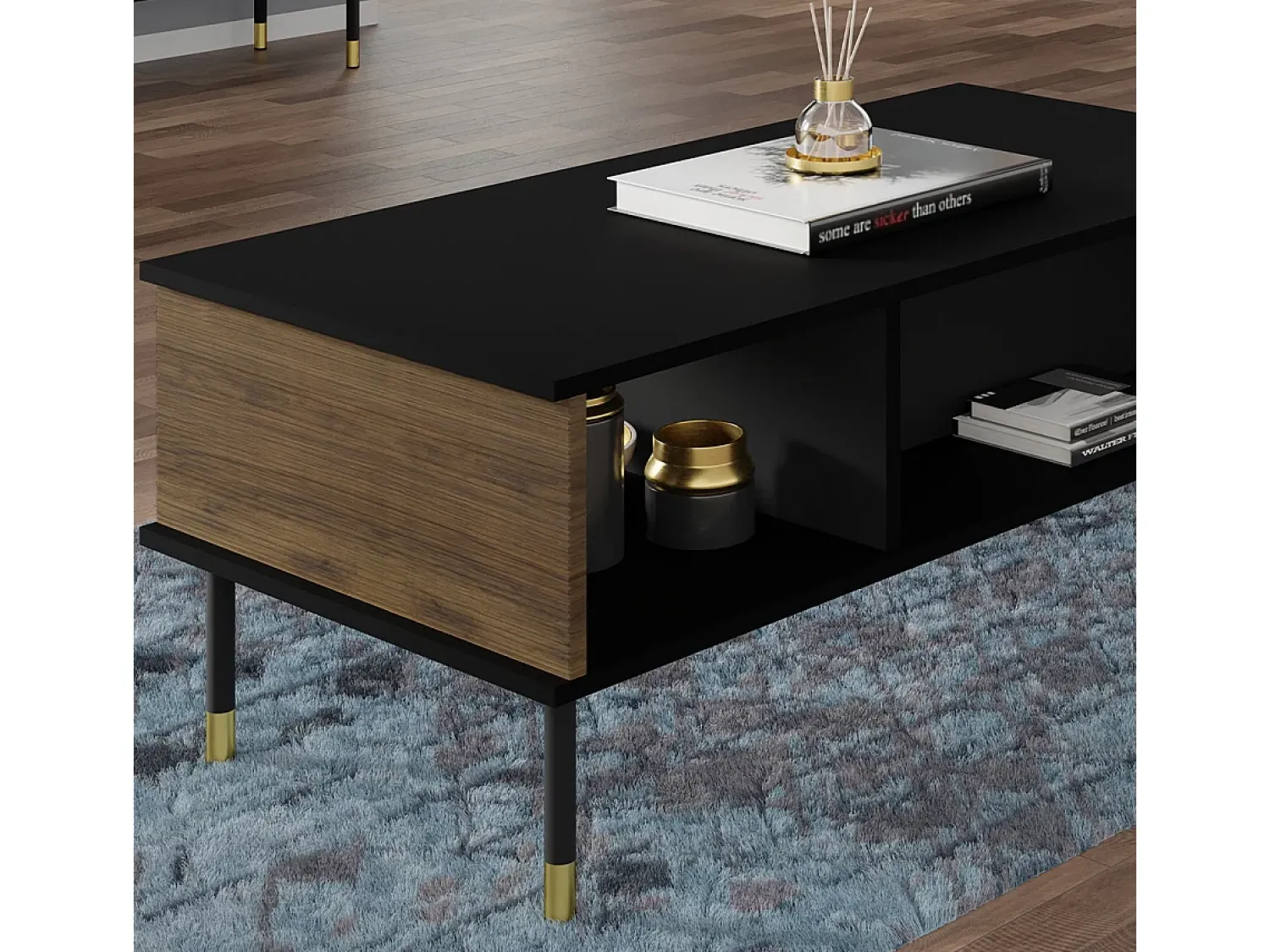 Mesa De Centro|Petits-Meubles Mesa de centro Rani madeira e 45cm Preto