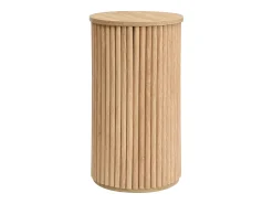 Mesa De Centro*Hauss Spole Mesa de centro redonda - Conjunto de 2 - Riscas verticais - Cor madeira - Para sala e quarto Natural claro