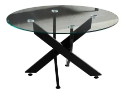 Mesa De Centro* Mesa de centro redonda - Vidro temperado - Metal preto - CHIARA Transparente
