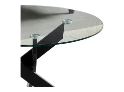 Mesa De Centro* Mesa de centro redonda - Vidro temperado - Metal preto - CHIARA Transparente