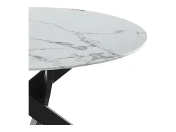 Sale Mesa de centro redonda - Vidro temperado efeito mármore - Metal preto - CHIARA Branco