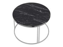 Discount Helloshop26 Mesa de centro redonda 50 x 80 cm em mármore preto e prata 03_0008425 Cinzento