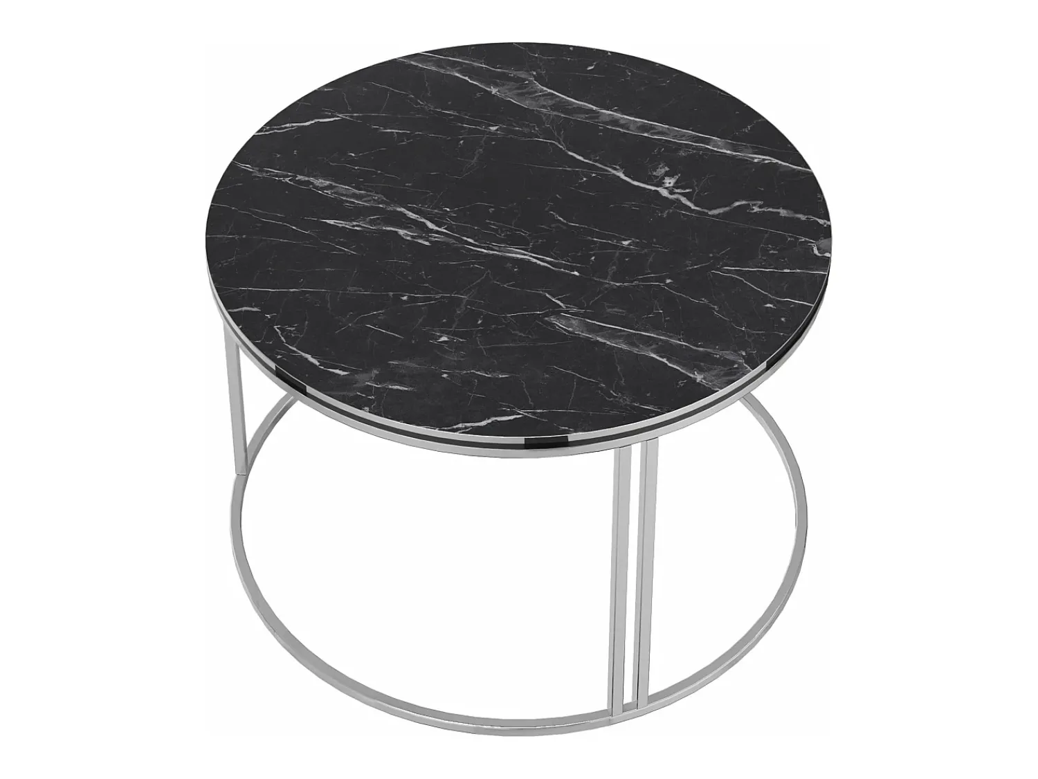 Discount Helloshop26 Mesa de centro redonda 50 x 80 cm em mármore preto e prata 03_0008425 Cinzento
