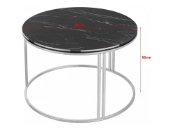 Discount Helloshop26 Mesa de centro redonda 50 x 80 cm em mármore preto e prata 03_0008425 Cinzento