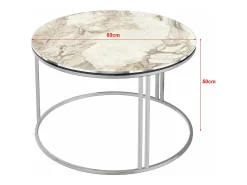 Hot Helloshop26 Mesa de centro redonda 50 x 80 cm em mármore branco prateado 03_0008423 Cinzento