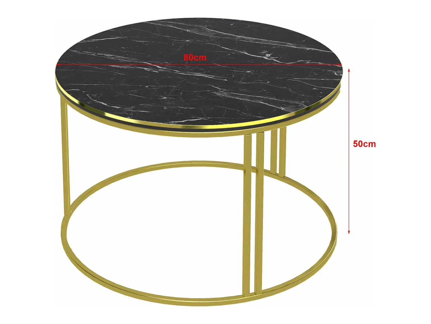 Mesa De Centro|Helloshop26 Mesa de centro redonda 50 x 80 cm mármore dourado 03_0008426 Preto