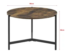 Mesa De Apoio|Helloshop26 Mesa de centro redonda 42 x 60 cm com efeito de madeira escura 03_0008494 Preto