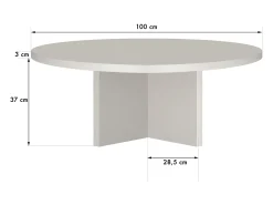 Mesa De Centro| Mesa de centro redonda com tampo laminado de 3 cm 100 cm Taupe