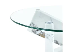 Mesa De Centro|Hauss Spole Mesa de centro redonda com pés em efeito mármore - Tampo em vidro Branco