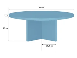 Mesa de centro redonda com tampo resistente em MDF de 3 cm azul Cornish 100 cm^ Mesa De Centro