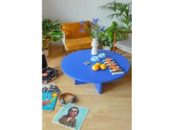 Hot Mesa de centro redonda com tampo laminado de 3 cm Prussia 100 cm Azul
