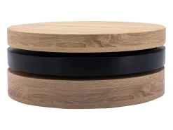 Mesa De Centro*Vente-unique Mesa de centro redonda com 1 prateleira em MDF - Preto e natural claro - JANITA Preto / Natural claro