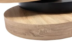Mesa De Centro*Vente-unique Mesa de centro redonda com 1 prateleira em MDF - Preto e natural claro - JANITA Preto / Natural claro