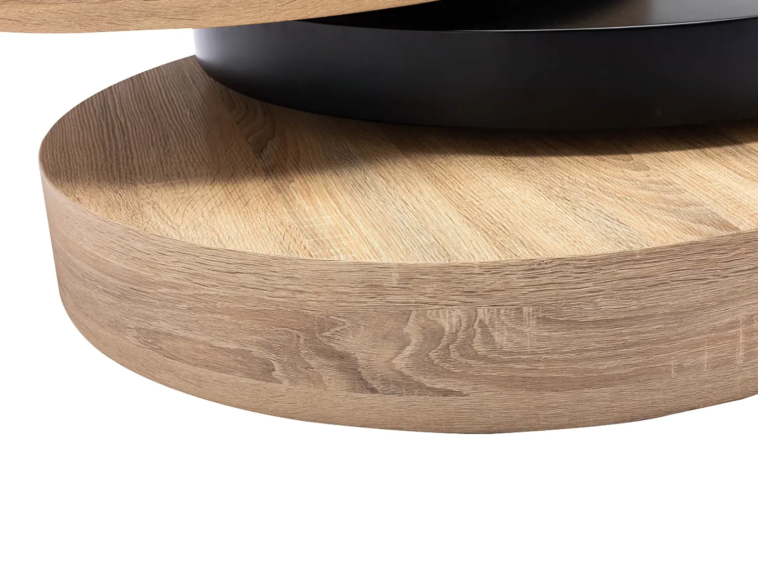 Mesa De Centro*Vente-unique Mesa de centro redonda com 1 prateleira em MDF - Preto e natural claro - JANITA Preto / Natural claro