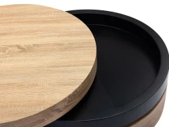 Mesa De Centro*Vente-unique Mesa de centro redonda com 1 prateleira em MDF - Preto e natural claro - JANITA Preto / Natural claro