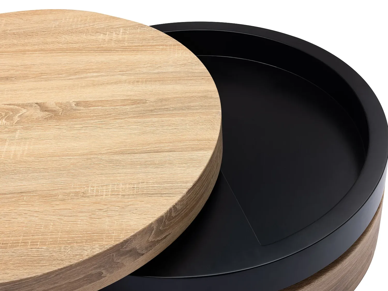 Mesa De Centro*Vente-unique Mesa de centro redonda com 1 prateleira em MDF - Preto e natural claro - JANITA Preto / Natural claro