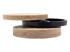 Mesa De Centro*Vente-unique Mesa de centro redonda com 1 prateleira em MDF - Preto e natural claro - JANITA Preto / Natural claro