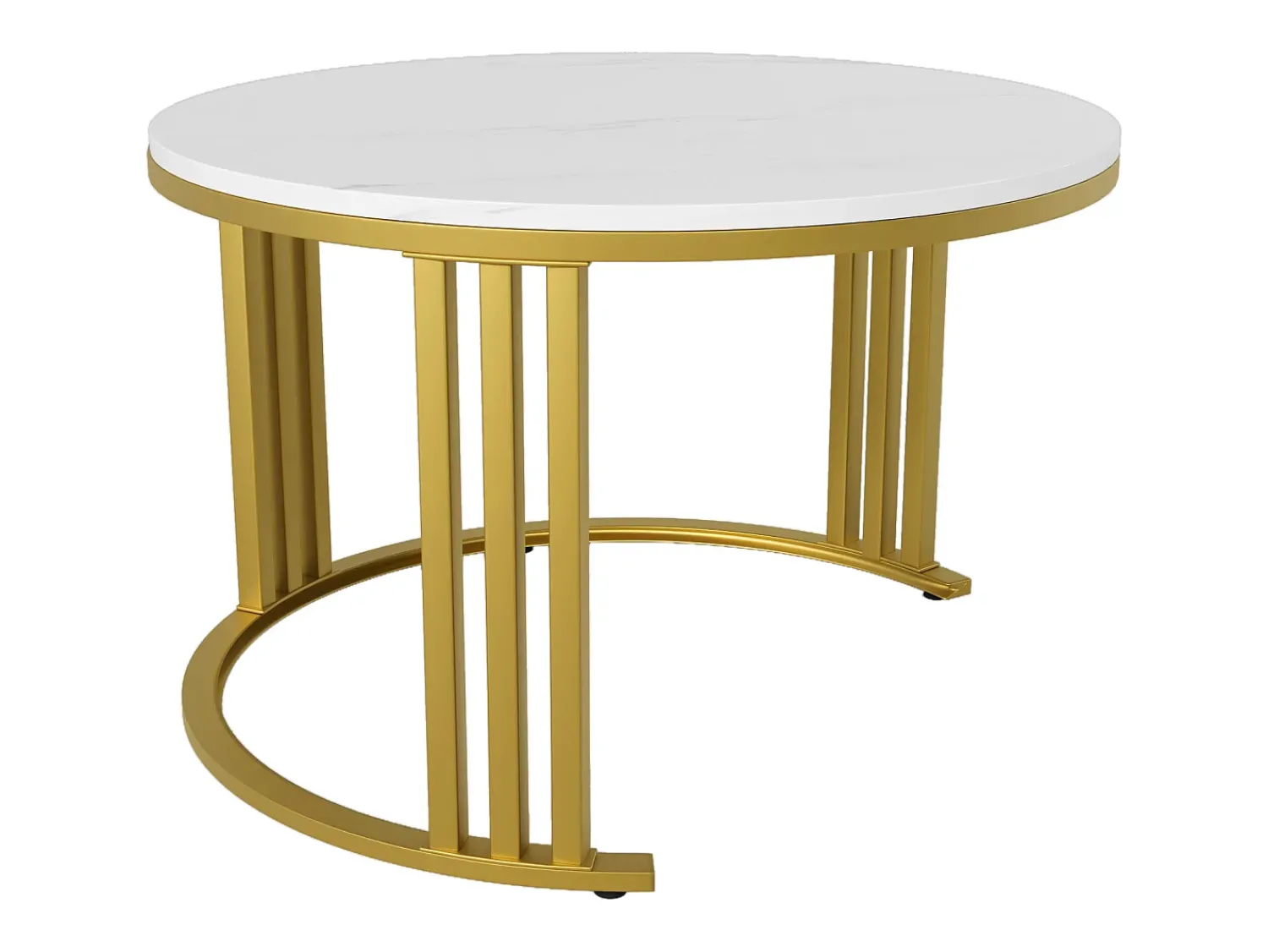 Hauss Spole Mesa de centro redonda de encaixe com 2 gavetas - Madeira MDF - e dourado^ Mesa De Centro