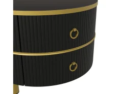 Hauss Spole Mesa de centro redonda de encaixe com 2 gavetas - Madeira MDF - e dourado^ Mesa De Centro