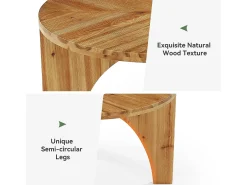Mesa De Centro*Tribesigns Mesa de Centro Redonda de Madeira Sólida de 80cm, Mesa de Centro Rustica com Pernas Curvas Castanho