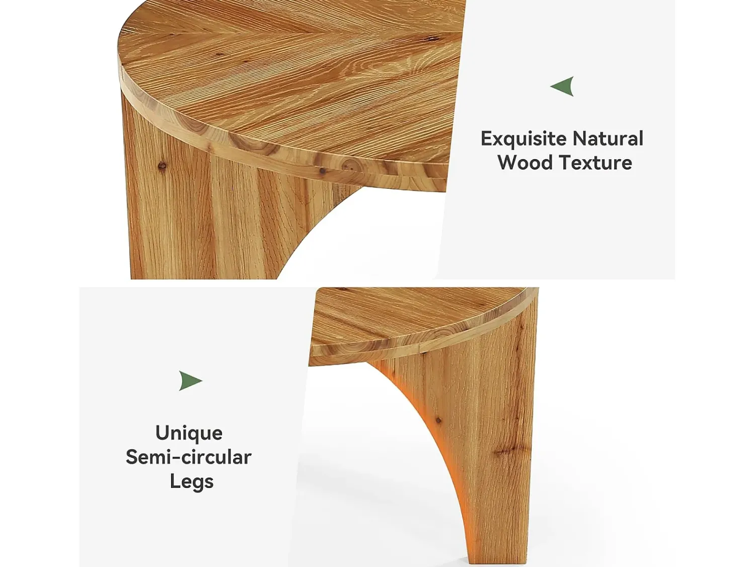 Mesa De Centro*Tribesigns Mesa de Centro Redonda de Madeira Sólida de 80cm, Mesa de Centro Rustica com Pernas Curvas Castanho