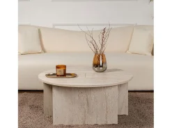 Mesa De Centro*Concept-Usine Mesa de centro redonda duo pinho atlântico 90cm - Modular e elegante Branco